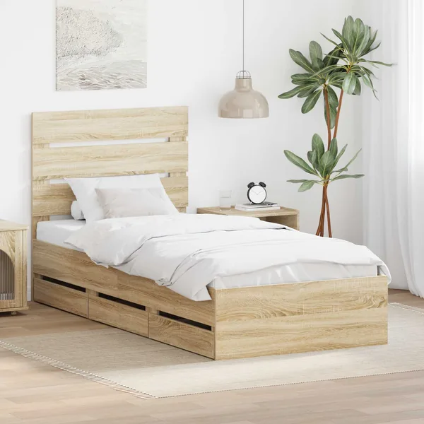 Cadre de lit Chêne Sonoma 100 x 200 cm Bois Ingénierie