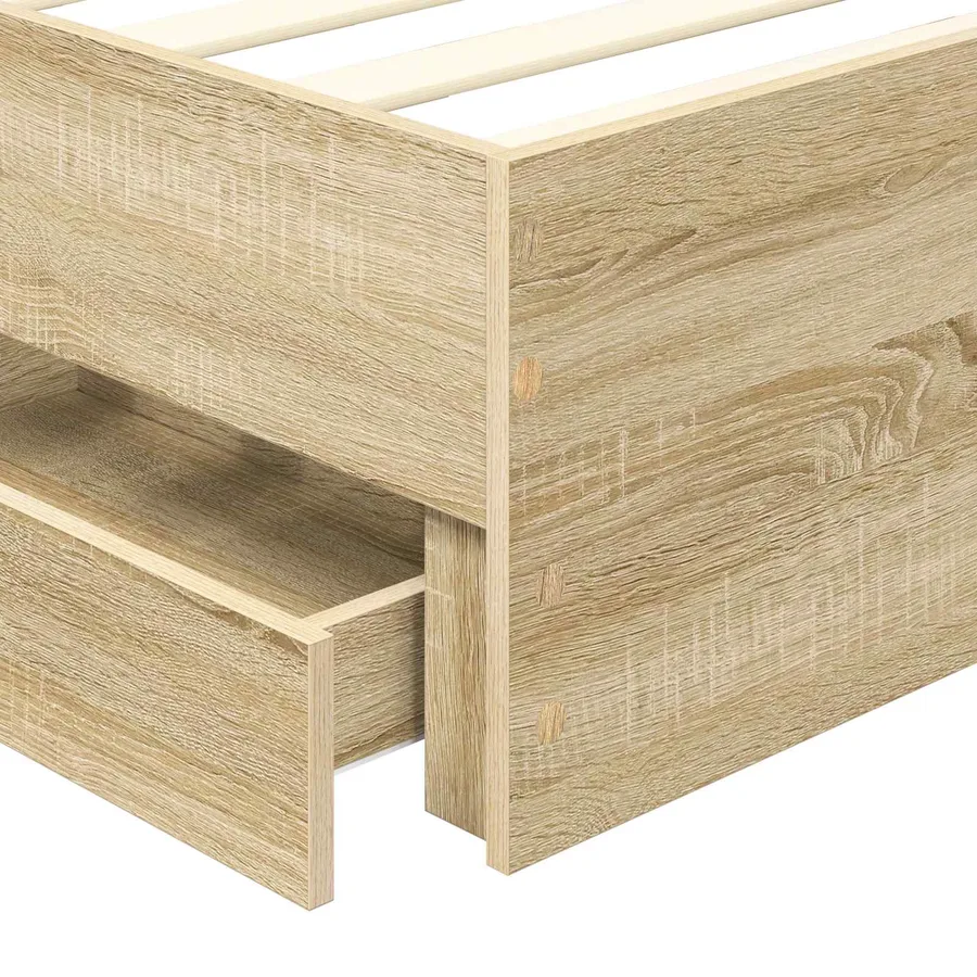 Cadre de lit Chêne Sonoma 100 x 200 cm Bois Ingénierie - 11