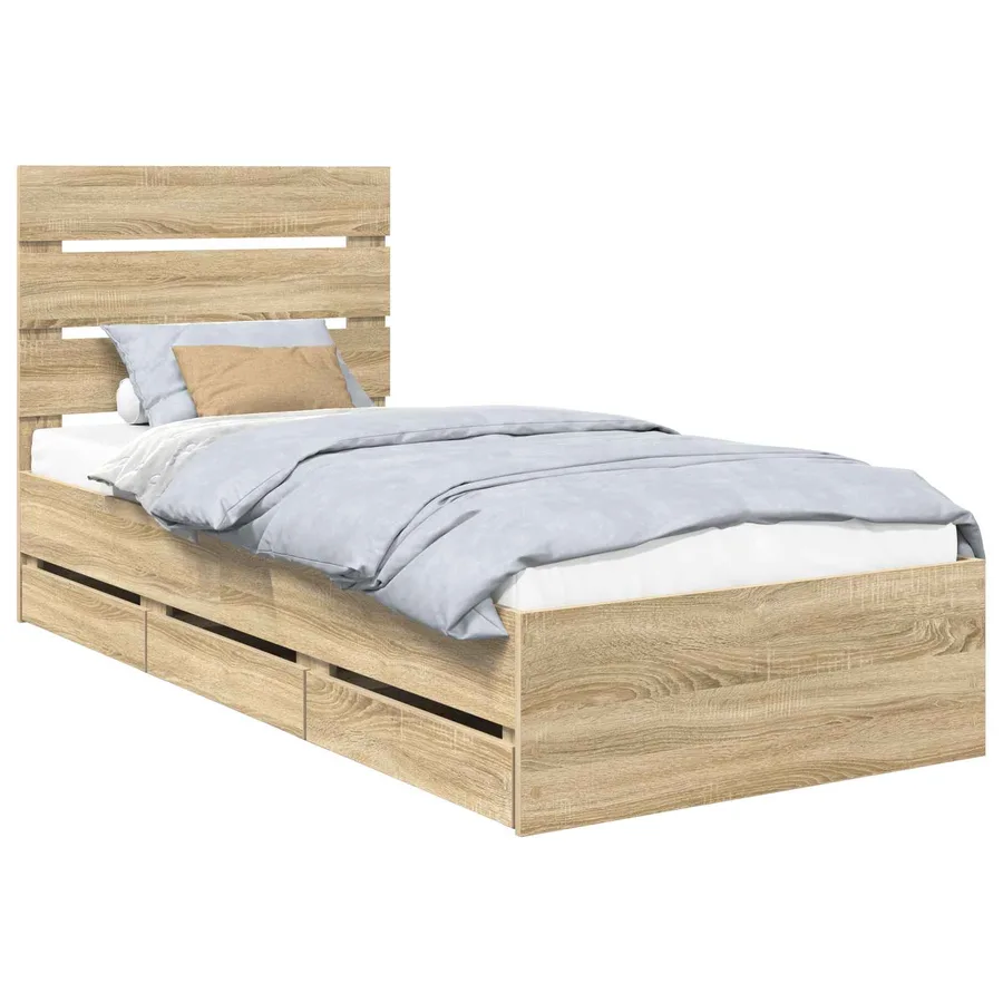 Cadre de lit Chêne Sonoma 100 x 200 cm Bois Ingénierie - 2