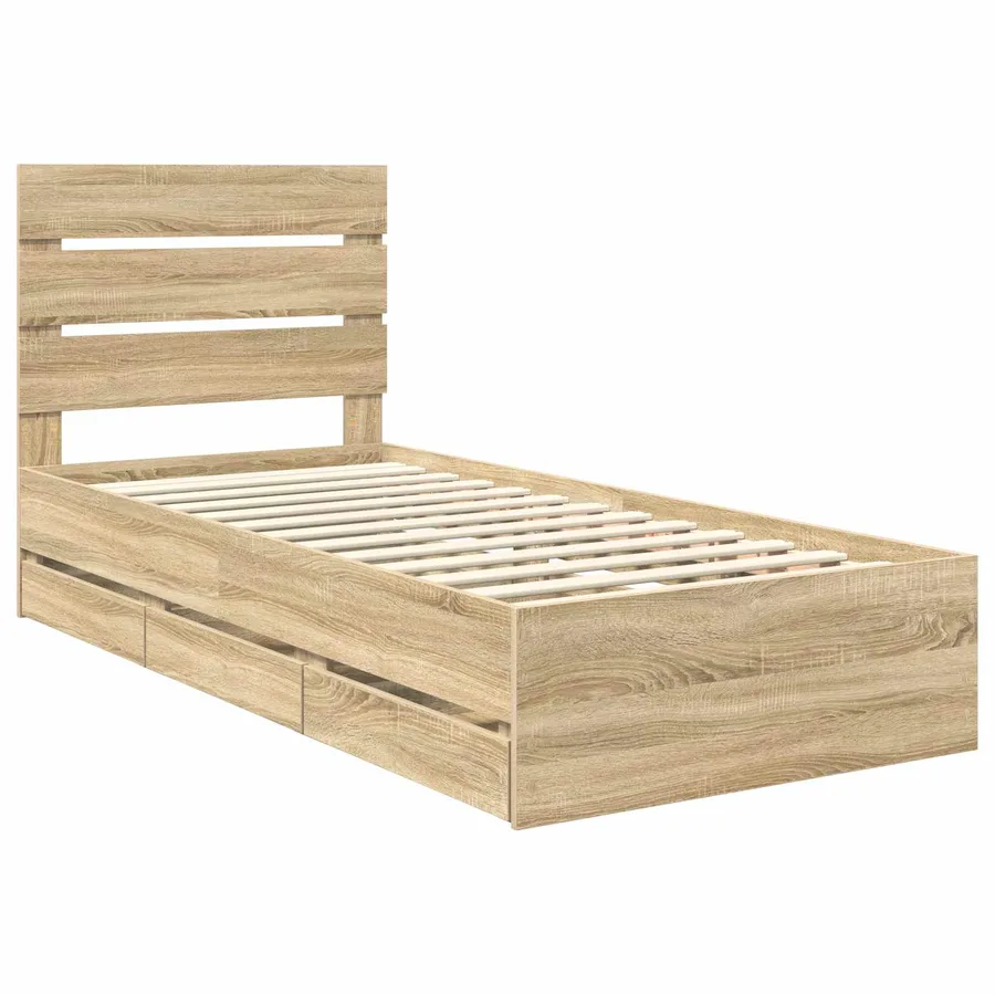 Cadre de lit Chêne Sonoma 100 x 200 cm Bois Ingénierie - 4