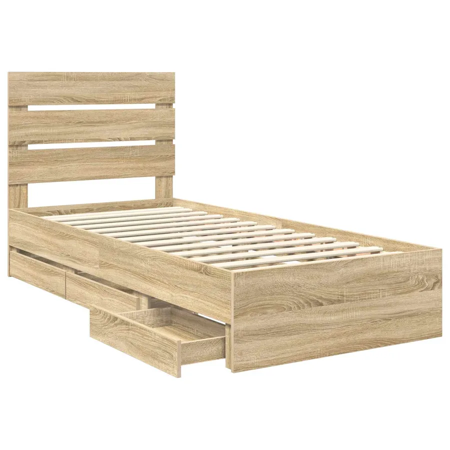 Cadre de lit Chêne Sonoma 100 x 200 cm Bois Ingénierie - 5