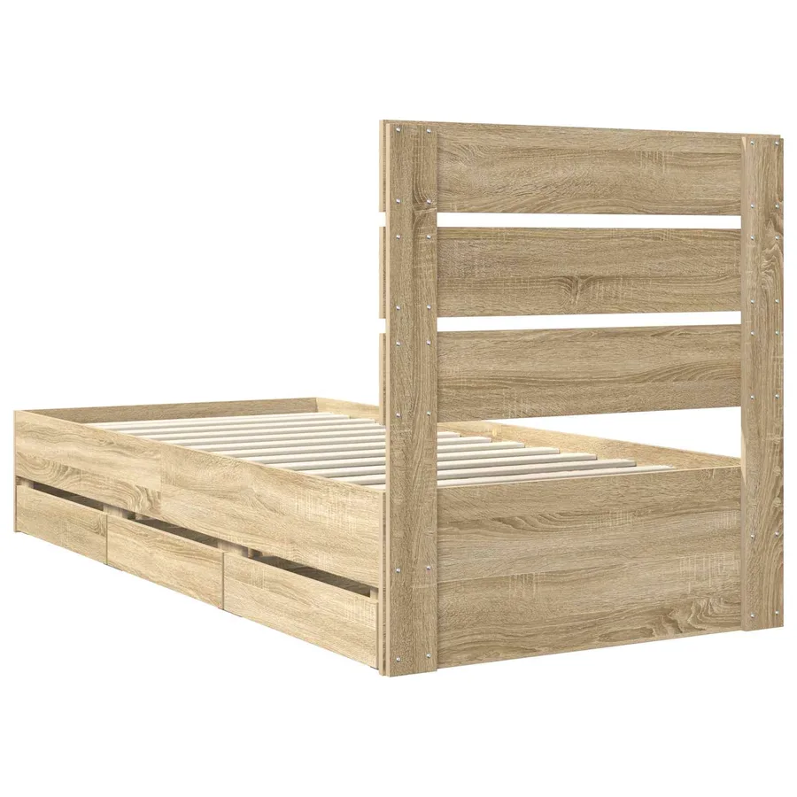 Cadre de lit Chêne Sonoma 100 x 200 cm Bois Ingénierie - 8