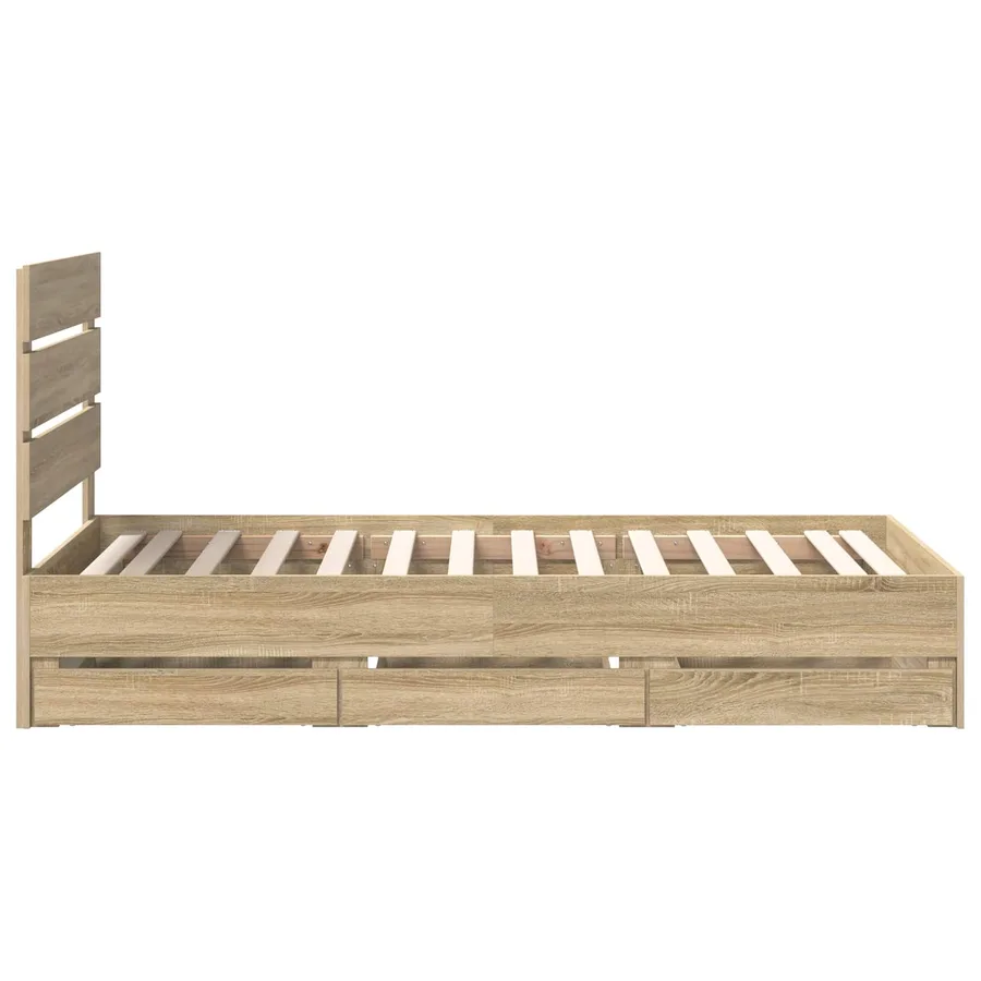 Cadre de lit Chêne Sonoma 100 x 200 cm Bois Ingénierie - 9