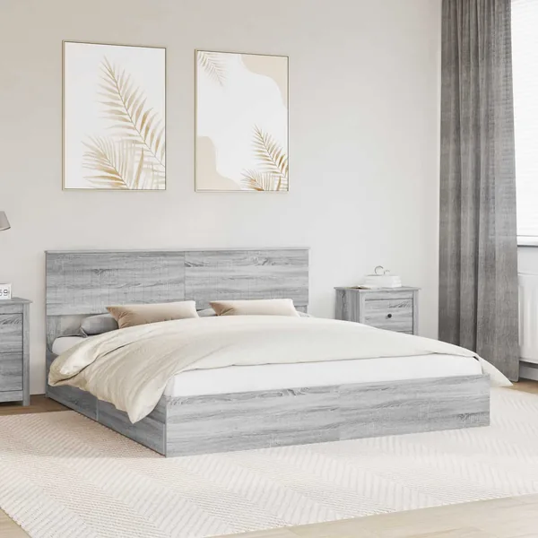 Lit de Rangement Gris Sonoma 180 x 200 cm Bois d'ingénierie