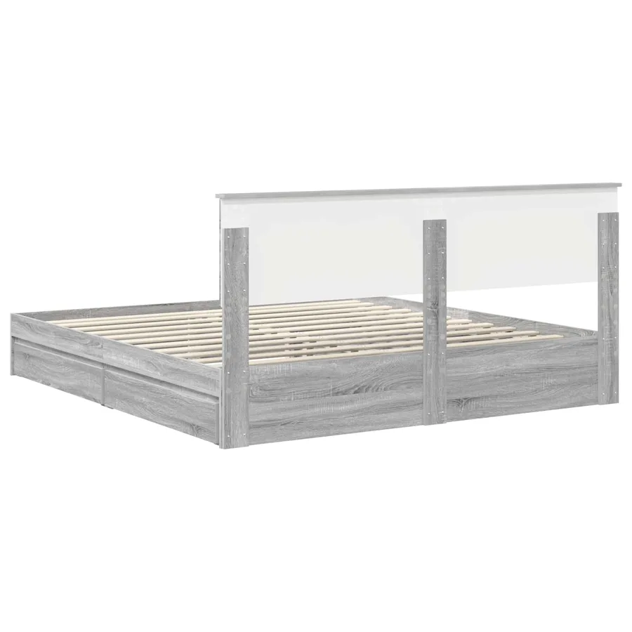 Lit de Rangement Gris Sonoma 180 x 200 cm Bois d'ingénierie - 8