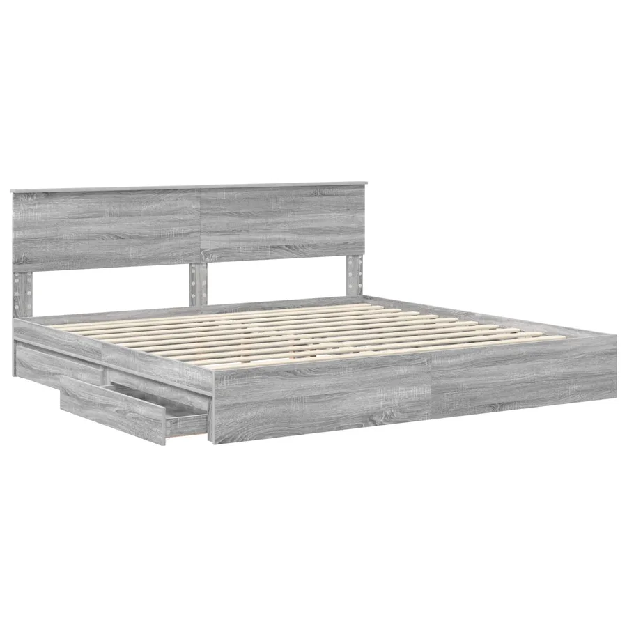 Lit de Rangement Gris Sonoma 200 x 200 cm Bois d'ingénierie - 5