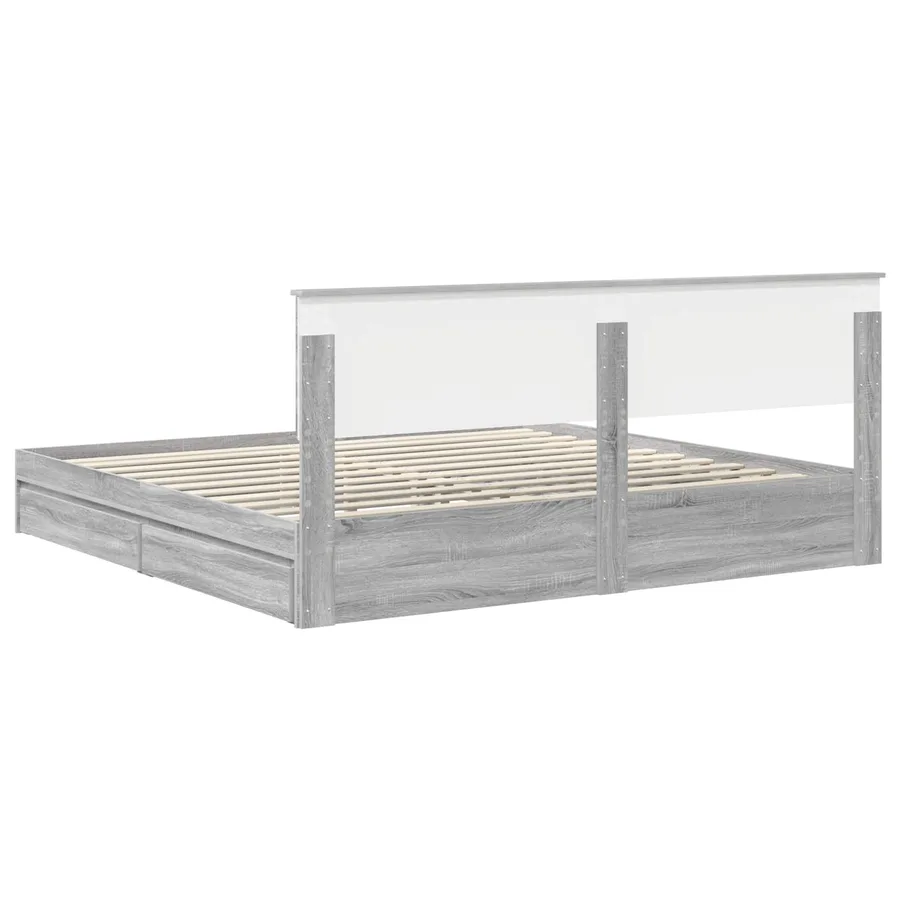 Lit de Rangement Gris Sonoma 200 x 200 cm Bois d'ingénierie - 8