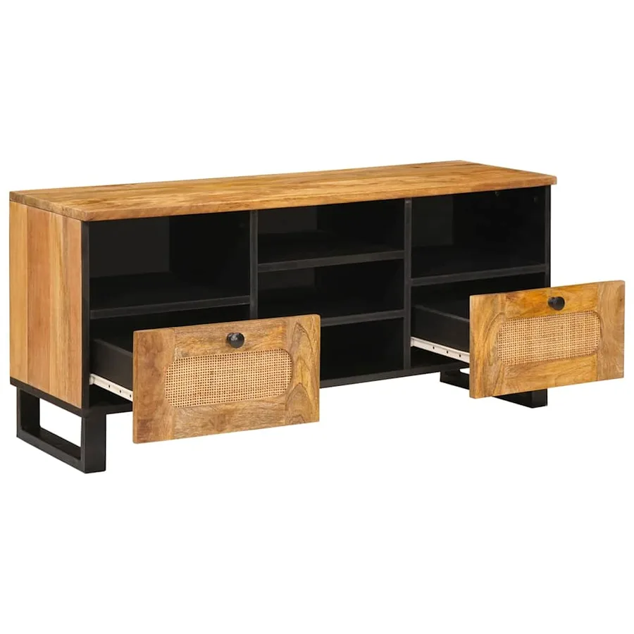Meuble TV Marron 100 x 33 x 46 cm Bois de mangue massif - 2
