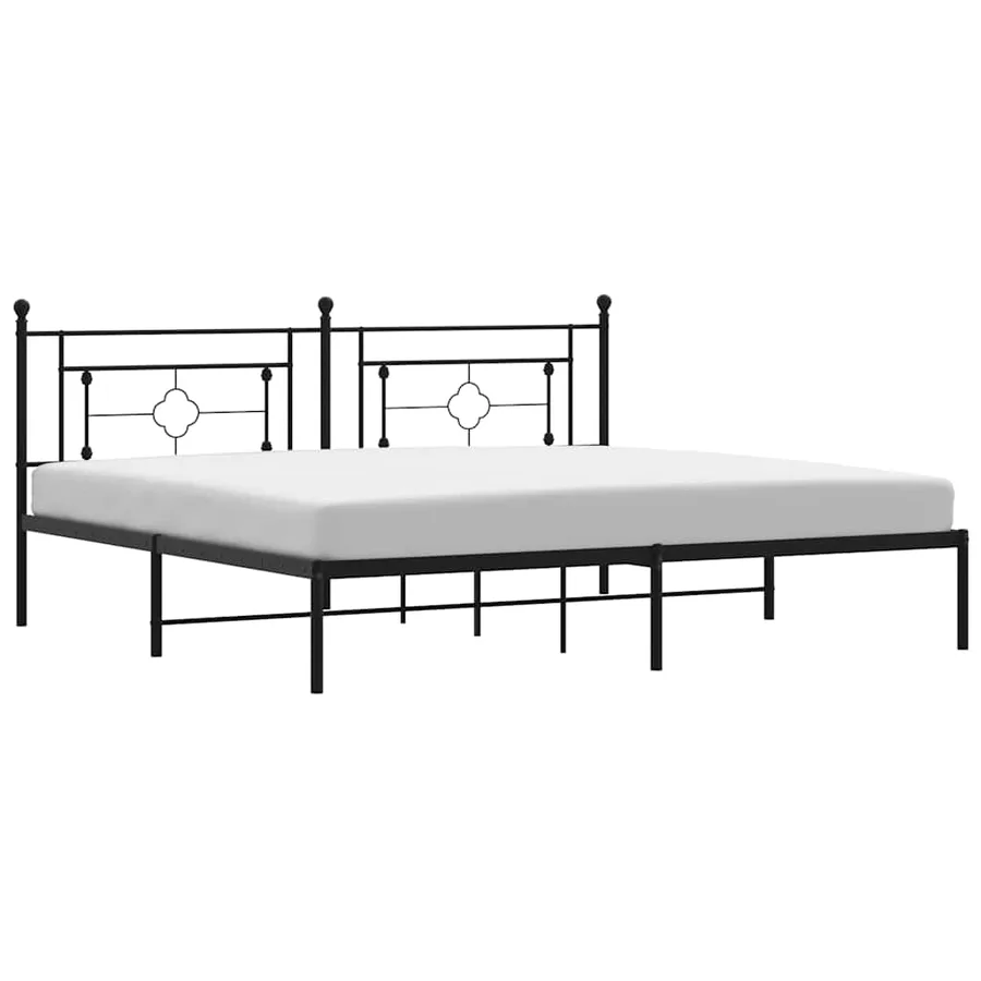Cadre de lit métal sans matelas avec tête de lit noir 193x203cm - 2