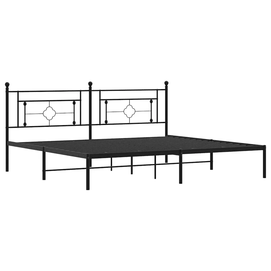 Cadre de lit métal sans matelas avec tête de lit noir 193x203cm - 3