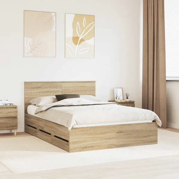 Cadre de lit Chêne Sonoma 140 x 200 cm Bois Ingénierie