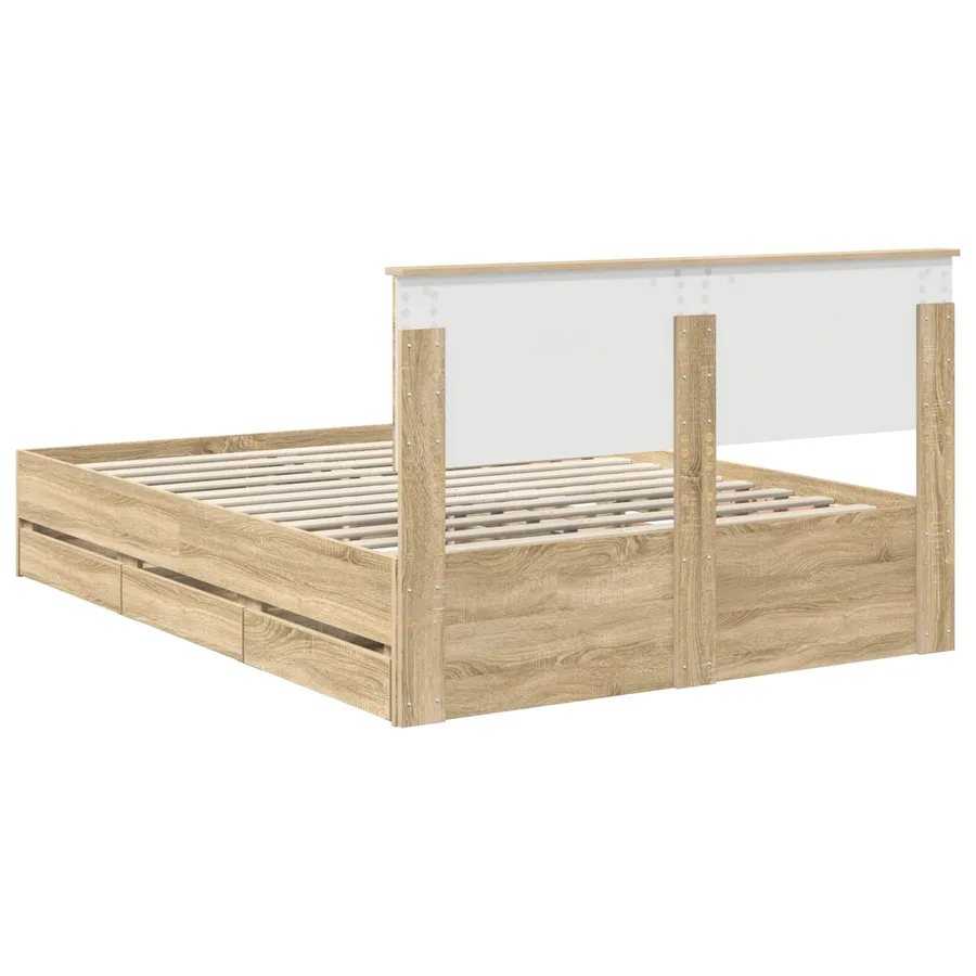 Cadre de lit Chêne Sonoma 140 x 200 cm Bois Ingénierie - 8