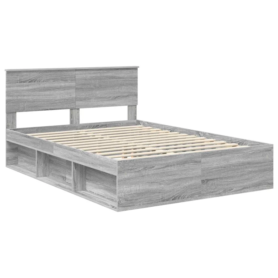 Cadre de lit Gris Sonoma 140 x 190 cm Pin massif - 4