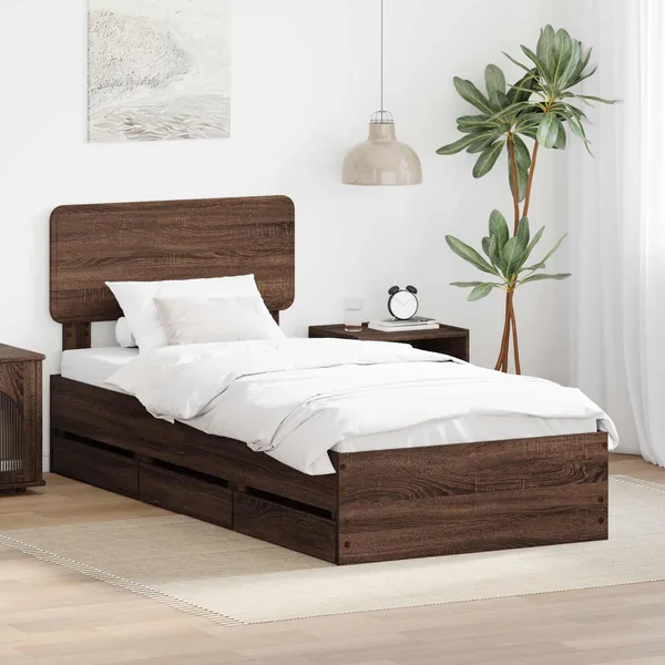 Cadre de lit Chêne brun 75 x 190 cm Bois d’ingénierie
