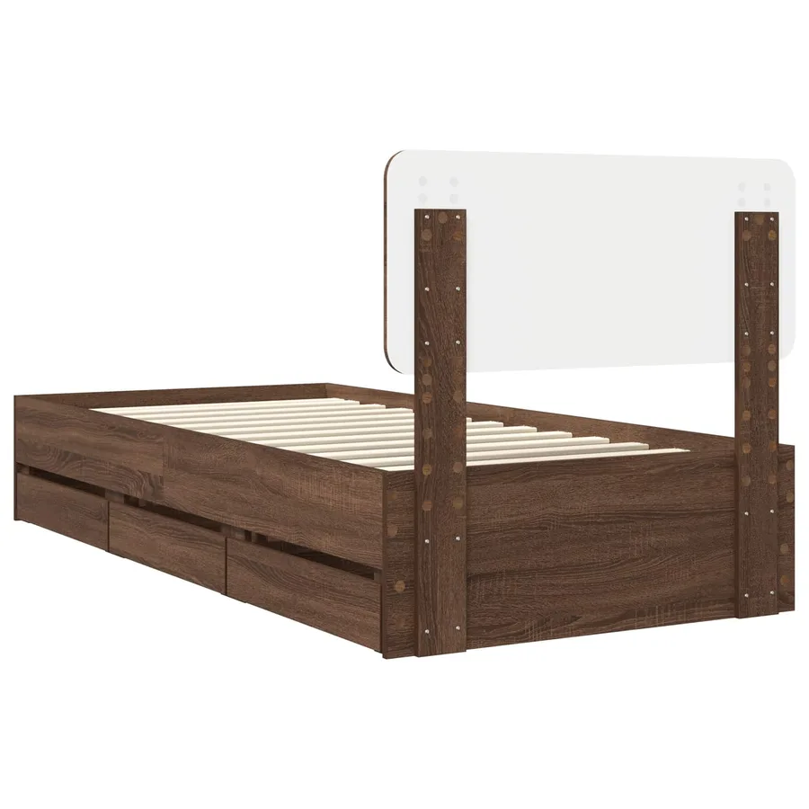 Cadre de lit Chêne brun 75 x 190 cm Bois d’ingénierie - 8