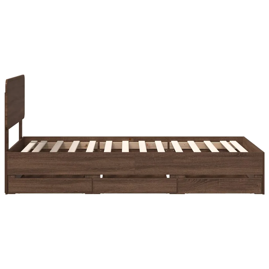 Cadre de lit Chêne brun 75 x 190 cm Bois d’ingénierie - 9