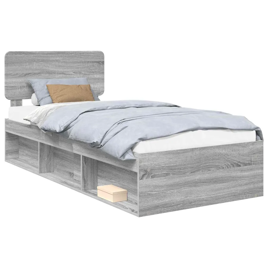 Cadre de lit Gris Sonoma 75 x 190 cm Pin massif - 2
