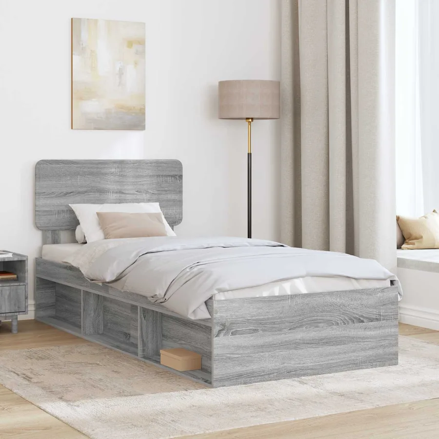 Cadre de lit Gris Sonoma 75 x 190 cm Pin massif - 3
