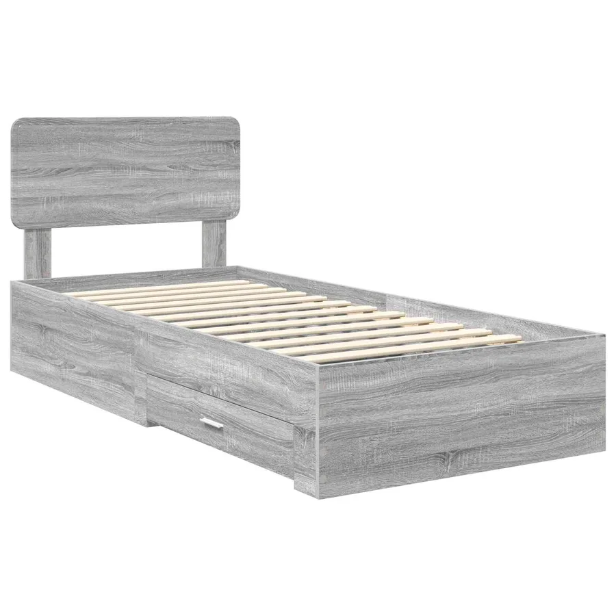 Cadre de lit Gris Sonoma 75 x 190 cm Bois d'ingénierie - 4