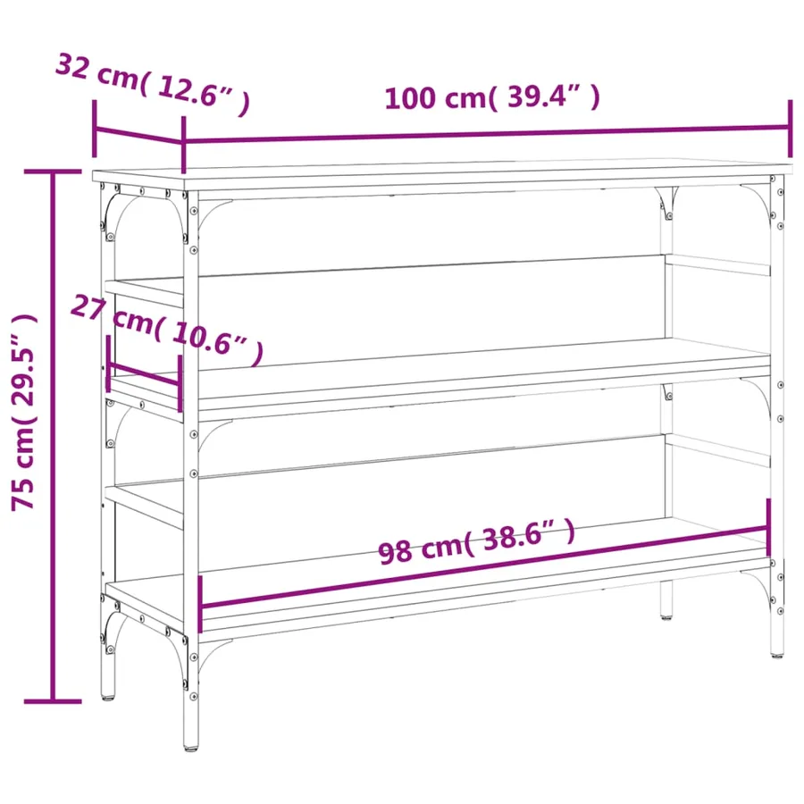 Table console sonoma gris 100x32x75 cm bois d'ingénierie - 8