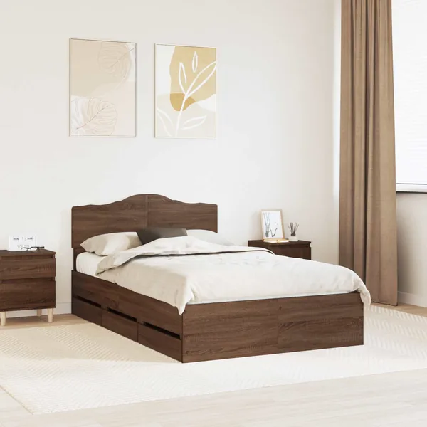 Cadre de lit Chêne brun 120 x 190 cm Bois Ingénierie