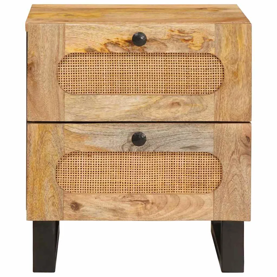 Cabinet de chevet avec tiroir 2 pcs Naturel 40 x 33 x 46 cm - 5