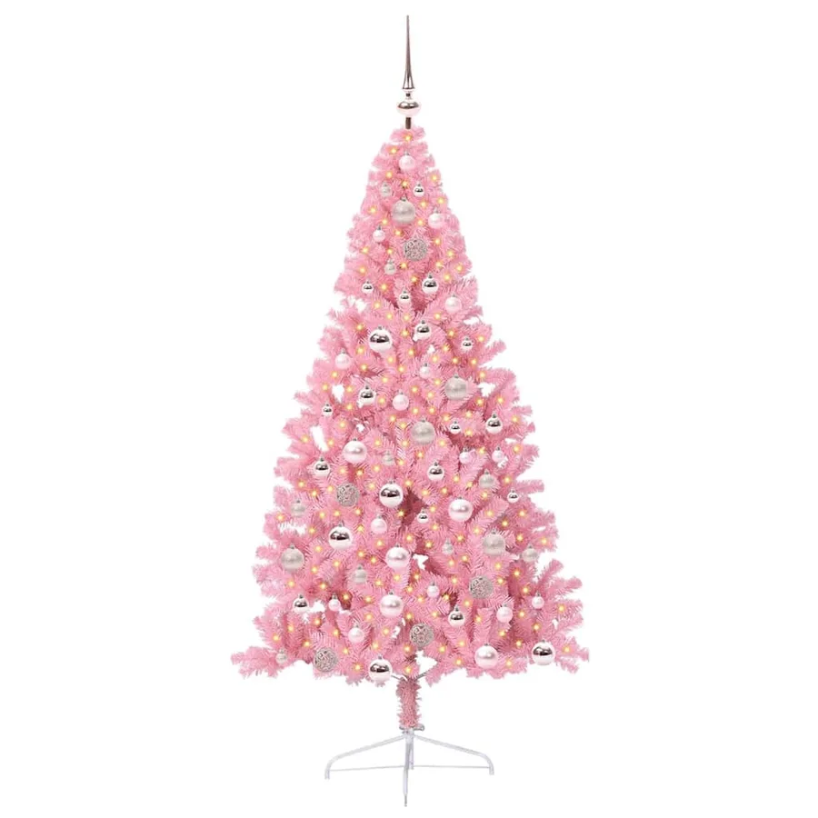 Sapin de Noël artificiel pré-éclairé Rose 180 cm PVC - 3