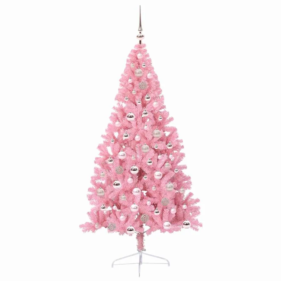 Sapin de Noël artificiel pré-éclairé Rose 180 cm PVC - 4