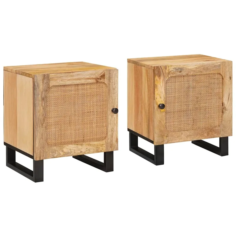 Cabinet de chevet 2 pcs Naturel 40 x 33 x 46 cm