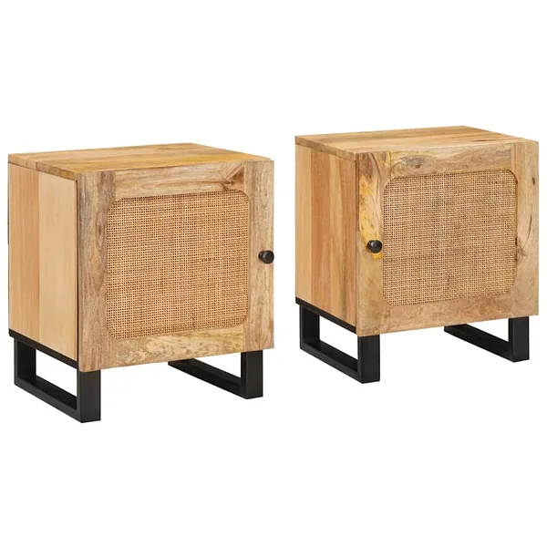 Cabinet de chevet 2 pcs Naturel 40 x 33 x 46 cm