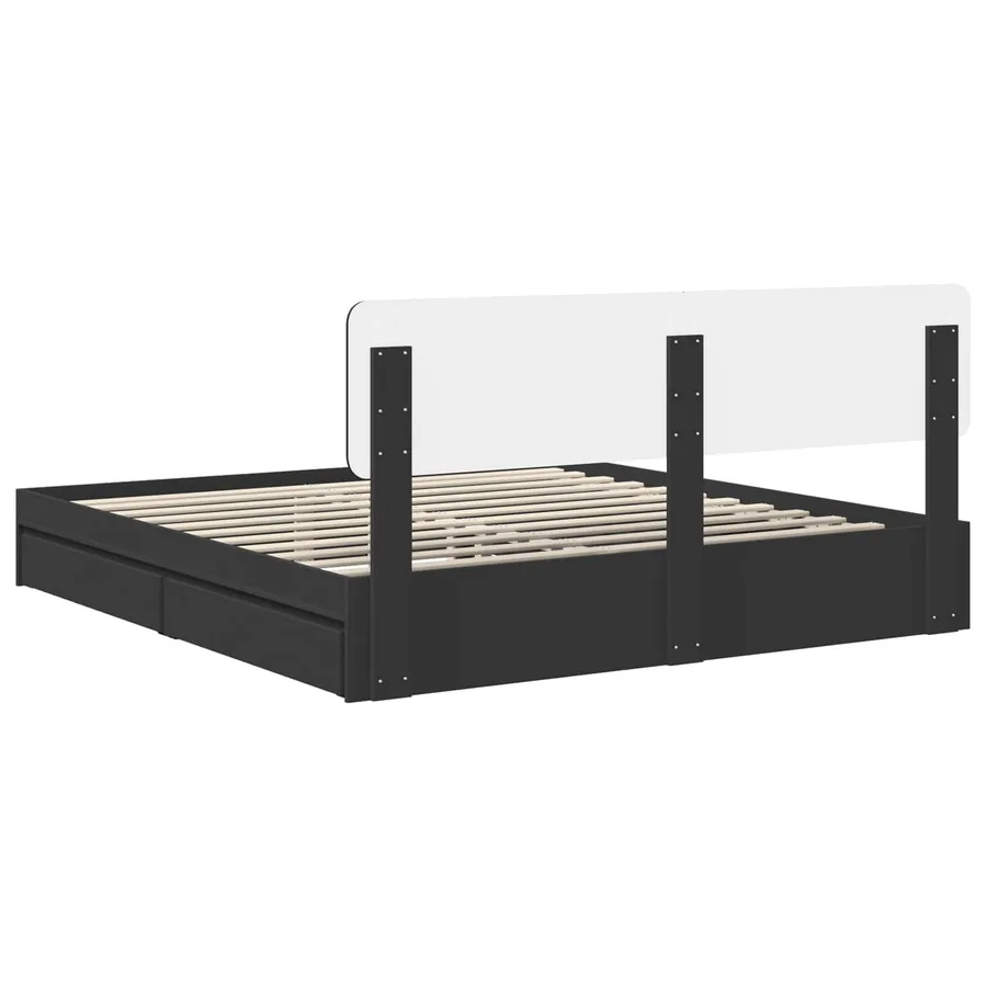Lit de Rangement Noir 200 x 200 cm Bois d'ingénierie - 10