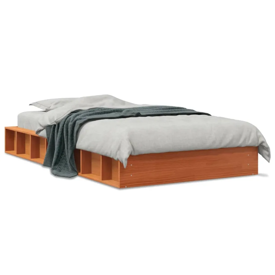 Cadre de lit sans matelas cire marron 90x200 cm bois pin massif - 2