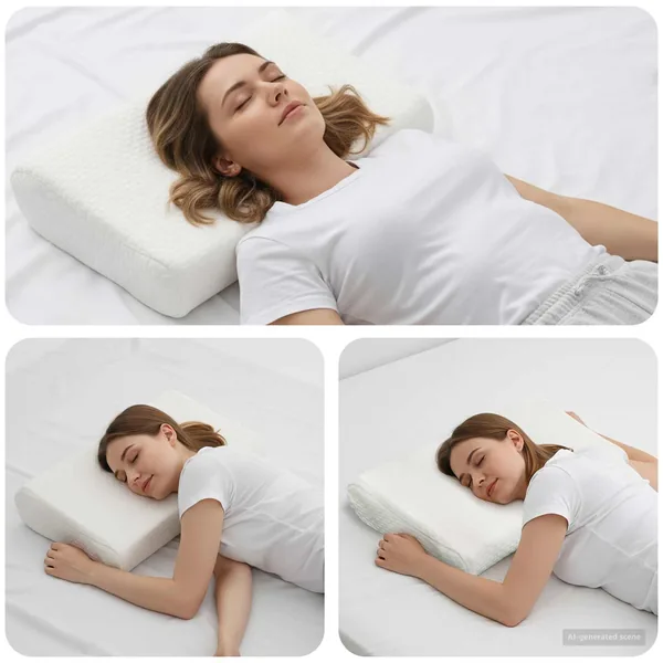 Coussin de sommeil Uni Blanc 60 x 37 x 12,5 cm