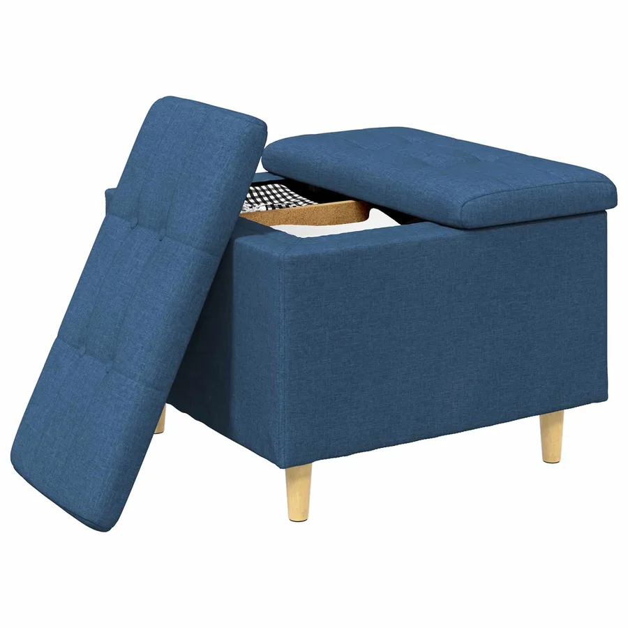 Pouf de rangement avec coussin Bleu 60 x 60 x 45 cm tissu - 3