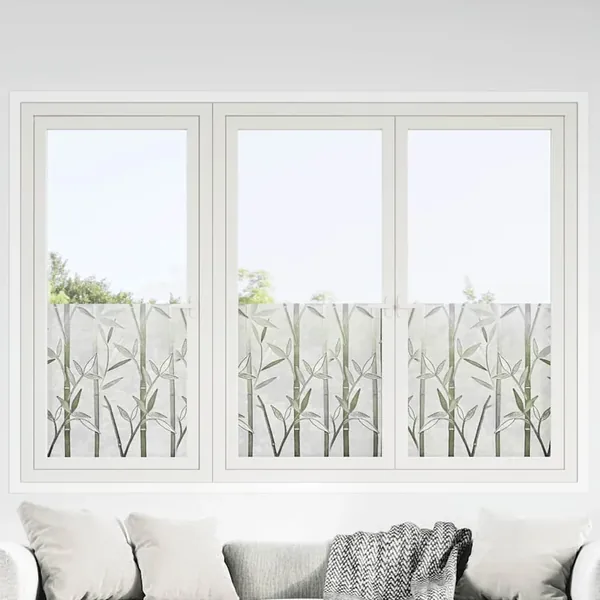 Films pour fenêtre 4 pcs dépoli motif de bambou PVC