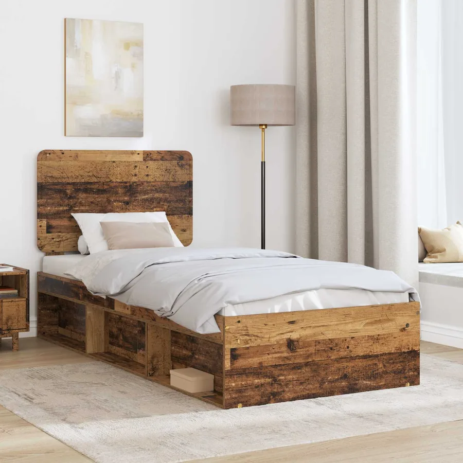 Cadre de lit Bois ancien 100 x 200 cm Bois de pin massif - 3
