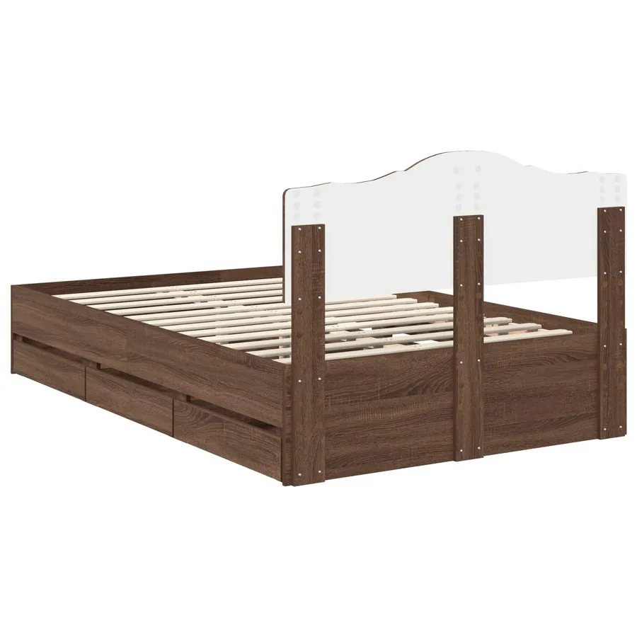 Cadre de lit Chêne brun 135 x 190 cm Bois Ingénierie - 10