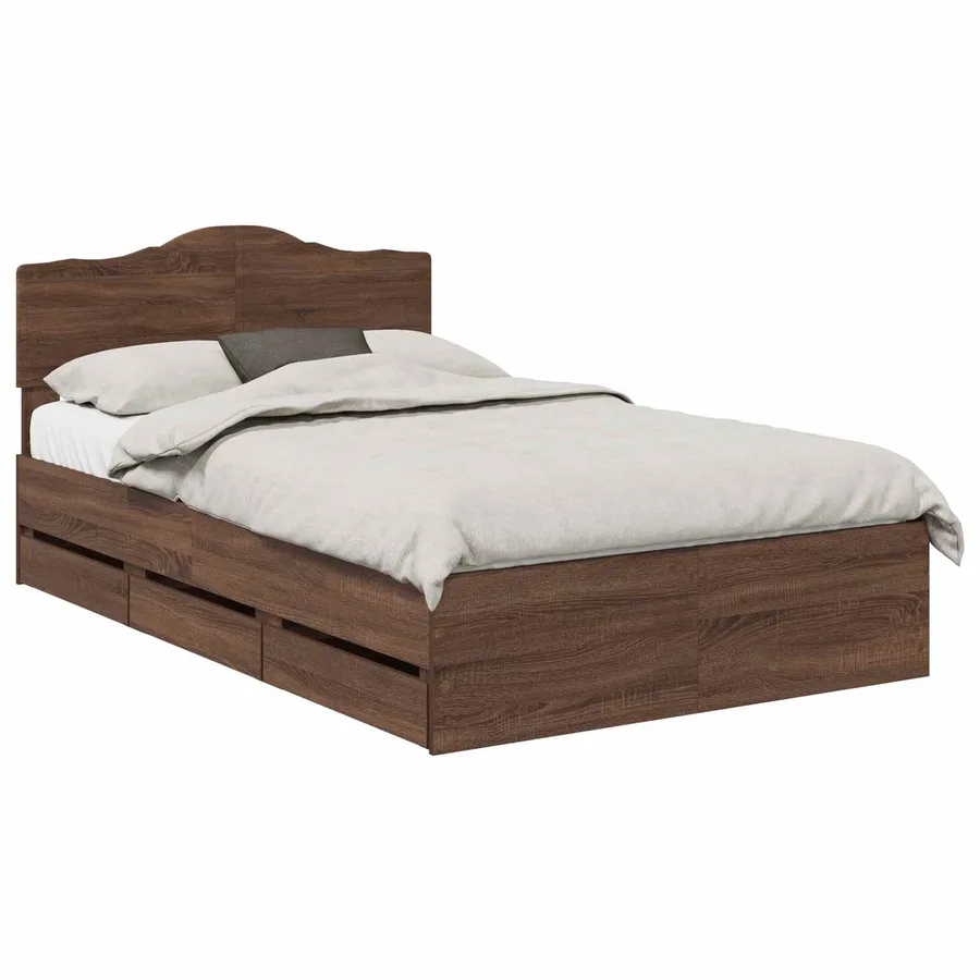 Cadre de lit Chêne brun 135 x 190 cm Bois Ingénierie - 2