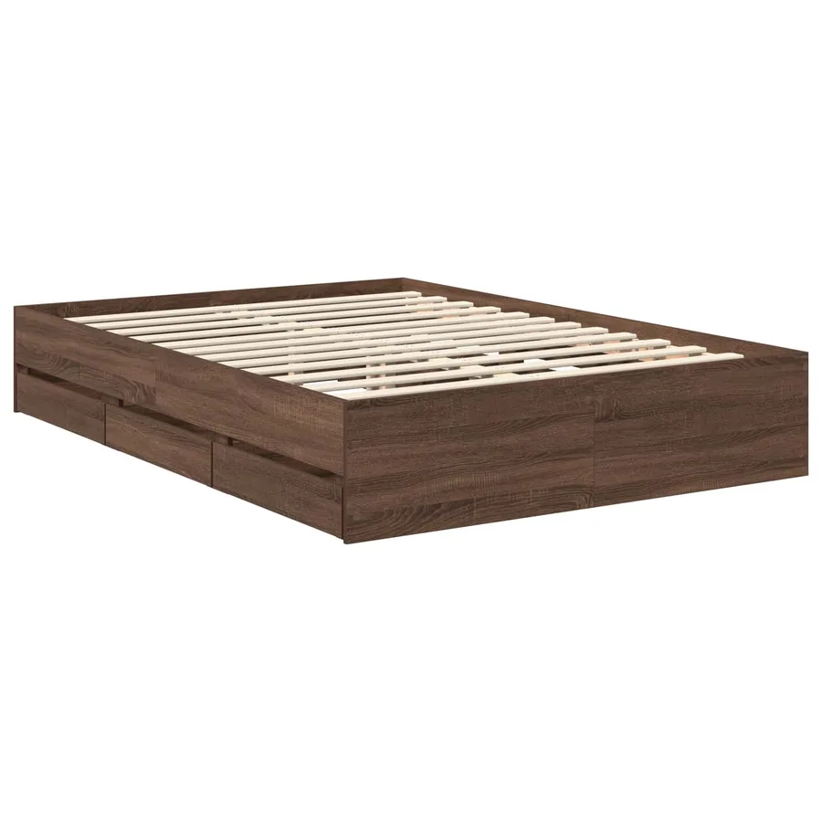 Cadre de lit Chêne brun 135 x 190 cm Bois Ingénierie - 6