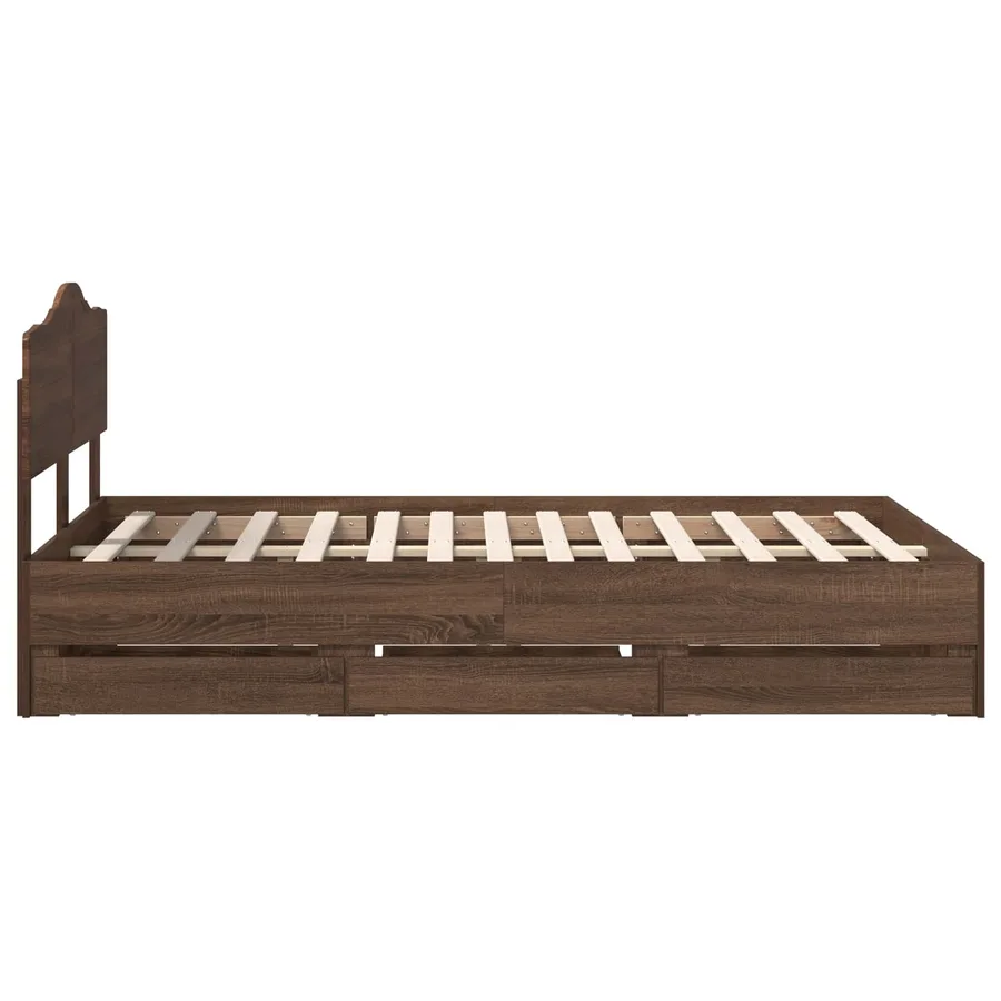 Cadre de lit Chêne brun 135 x 190 cm Bois Ingénierie - 9