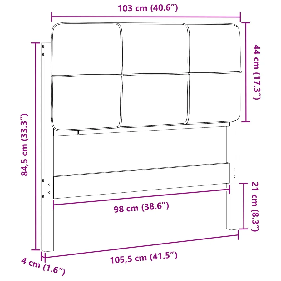Tête de lit capitonnée Marron et Taupe 100 cm Pin massif - 13
