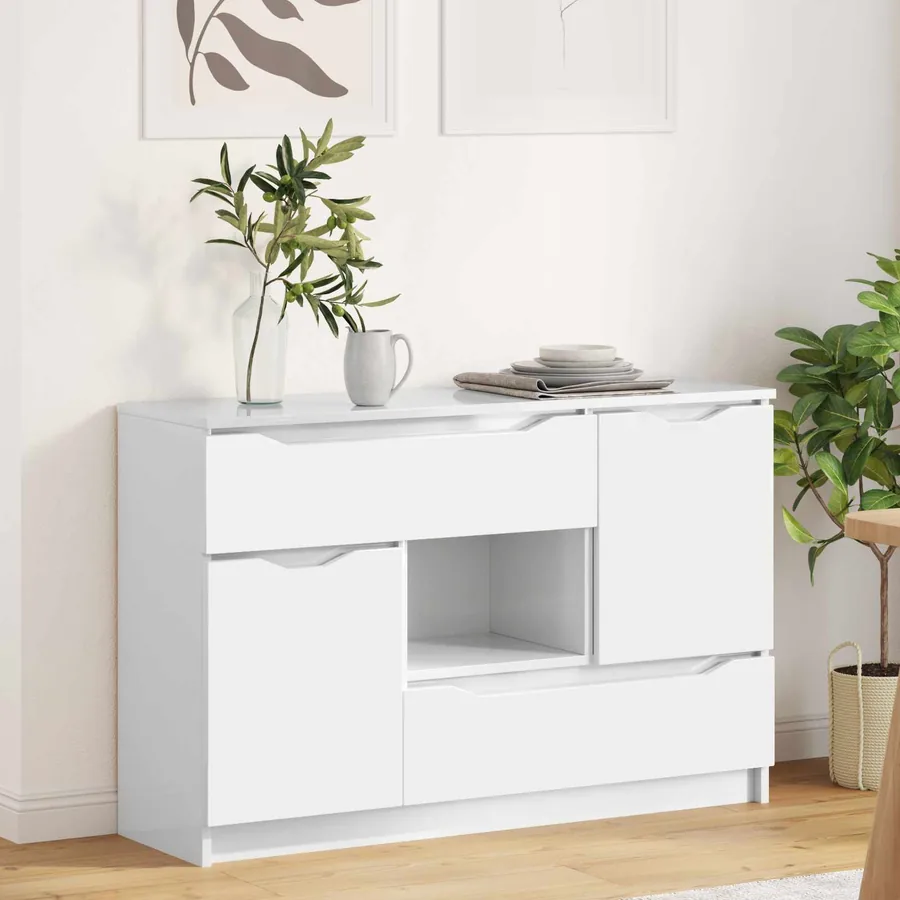 Buffet Blanc brillant 100 x 30 x 65,6 Bois d'ingénierie