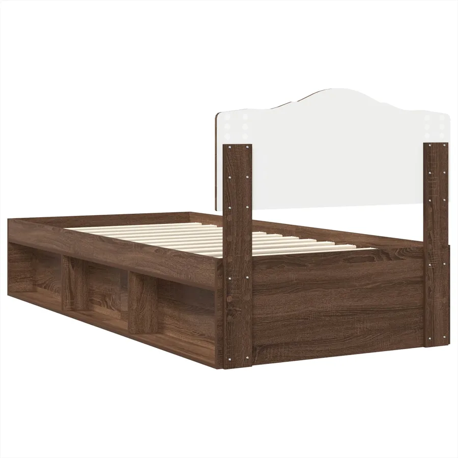 Cadre de lit Chêne brun 75 x 190 cm Bois de pin massif - 9