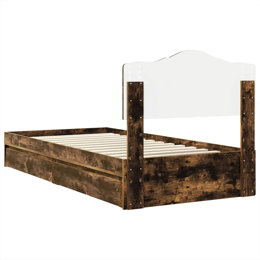 Lit de Rangement Chêne fumé 70 x 190 cm Bois d'ingénierie - 10