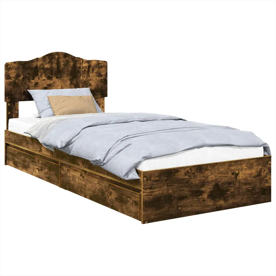 Lit de Rangement Chêne fumé 70 x 190 cm Bois d'ingénierie - 2