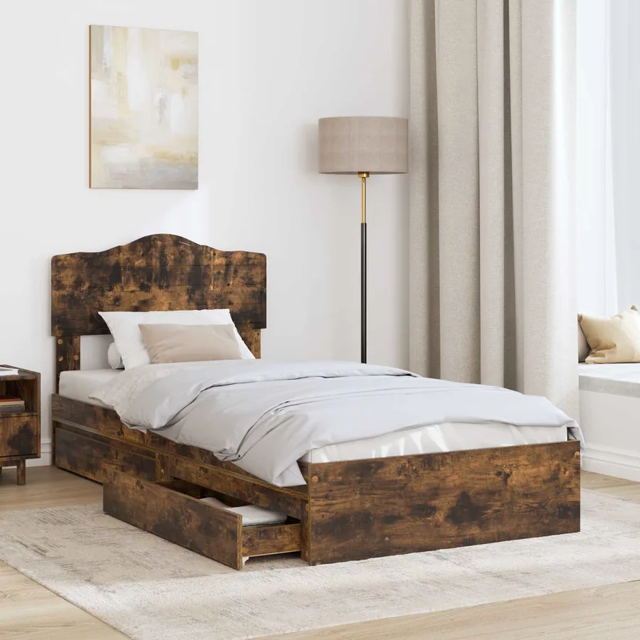 Lit de Rangement Chêne fumé 70 x 190 cm Bois d'ingénierie - 3