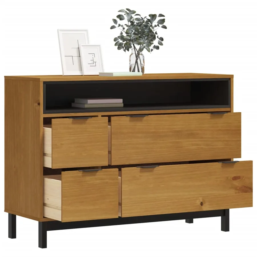 Commode FLAM 110x40x80 cm bois de pin massif - 3