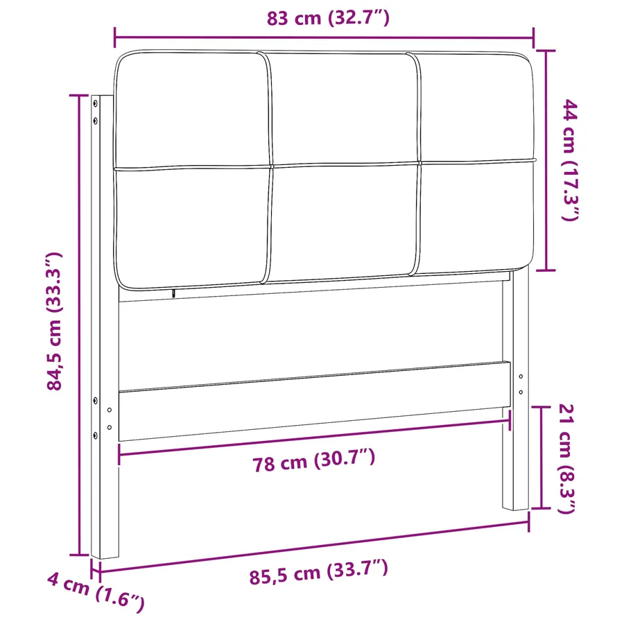 Tête de lit capitonnée Marron et gris clair 80 cm Pin massif - 13