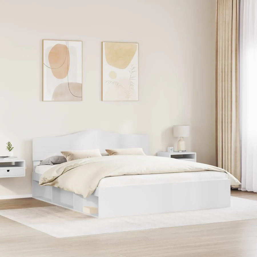 Cadre de lit Blanc 180 x 200 cm Bois de pin massif - 3