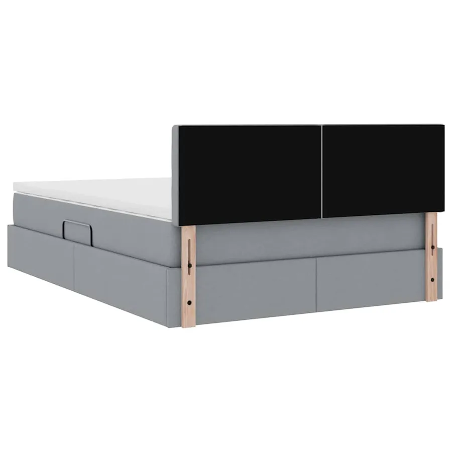 Lit de rangement LED avec matelas Gris clair 140 x 200 cm Tissu - 12